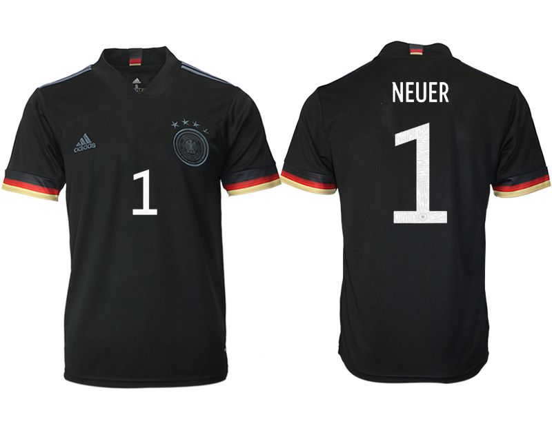 Men 2020-2021 European Cup Germany away aaa version black #1 Adidas Soccer Jersey